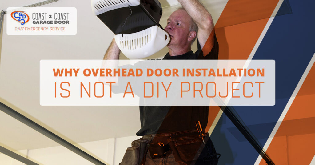 Repair man working on garage door