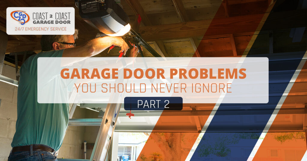 Repair man working on garage door