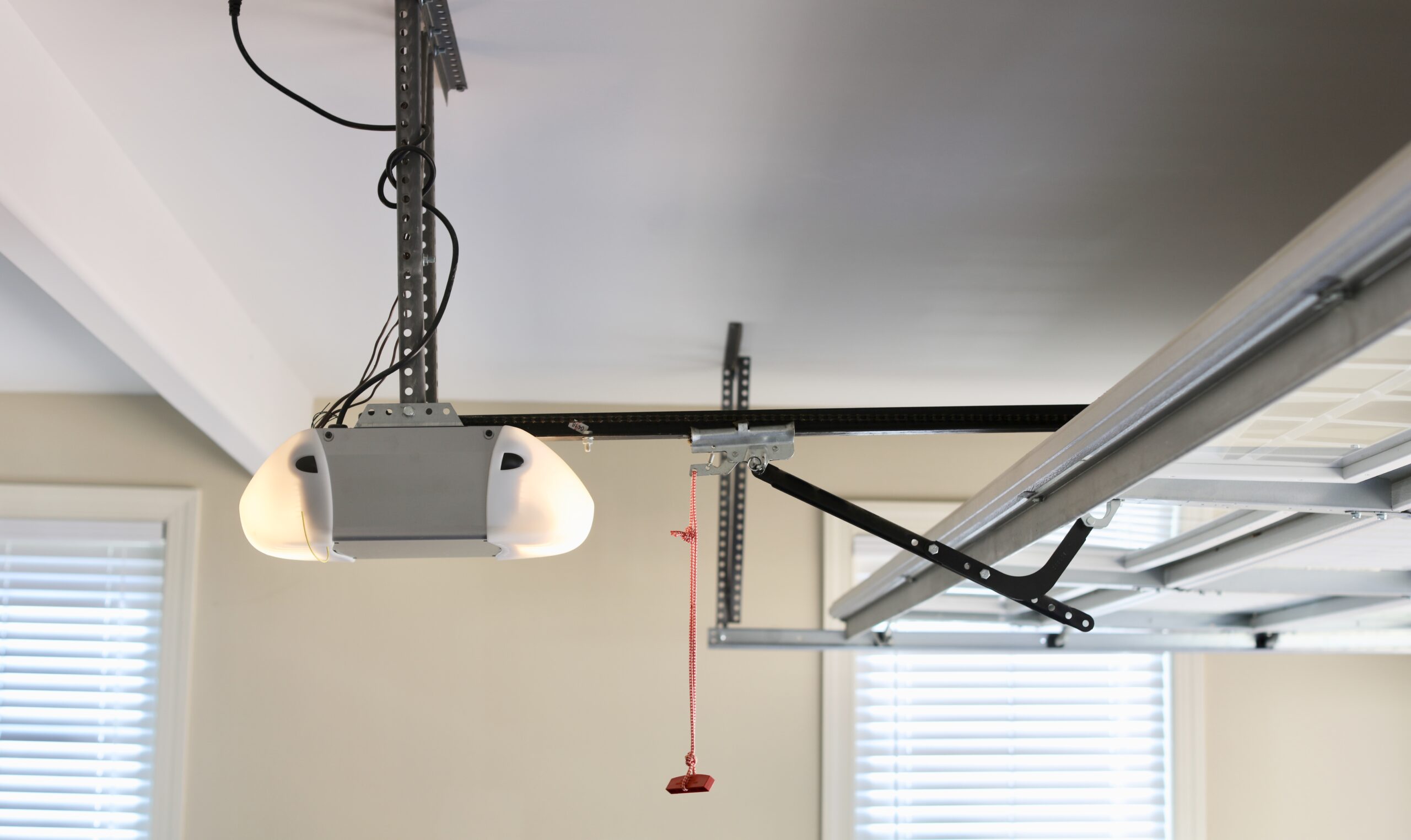 Open garage door and mechanism
