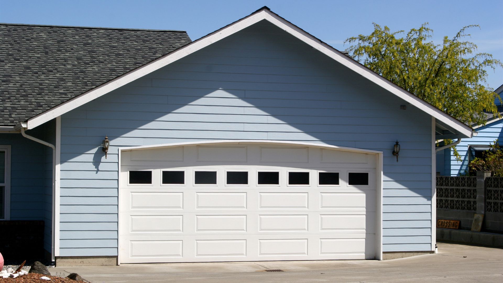 Garage door on house