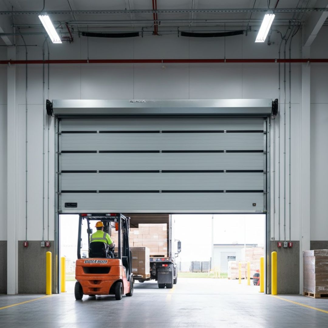 high-speed roller door on commercial building