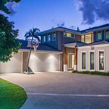 a home with 2 garage doors